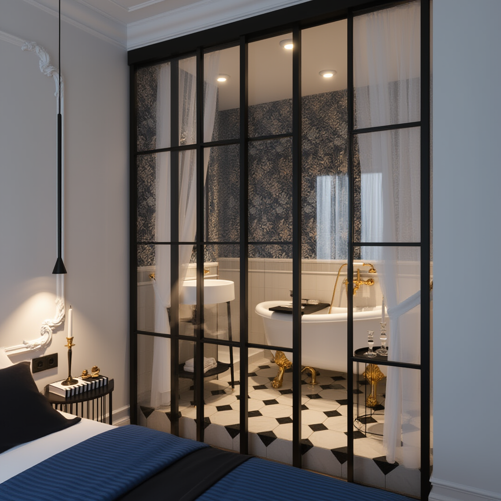 Ванная в спальне за стеклом: модный тренд или сомнительное удовольствие