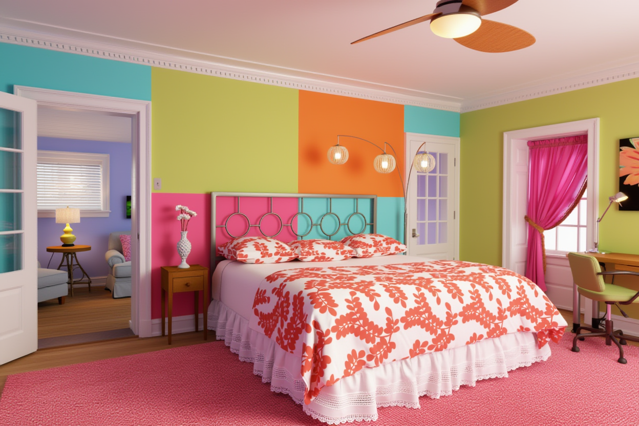 Яркая спальня с неожиданными цветами: стоит ли экспериментировать